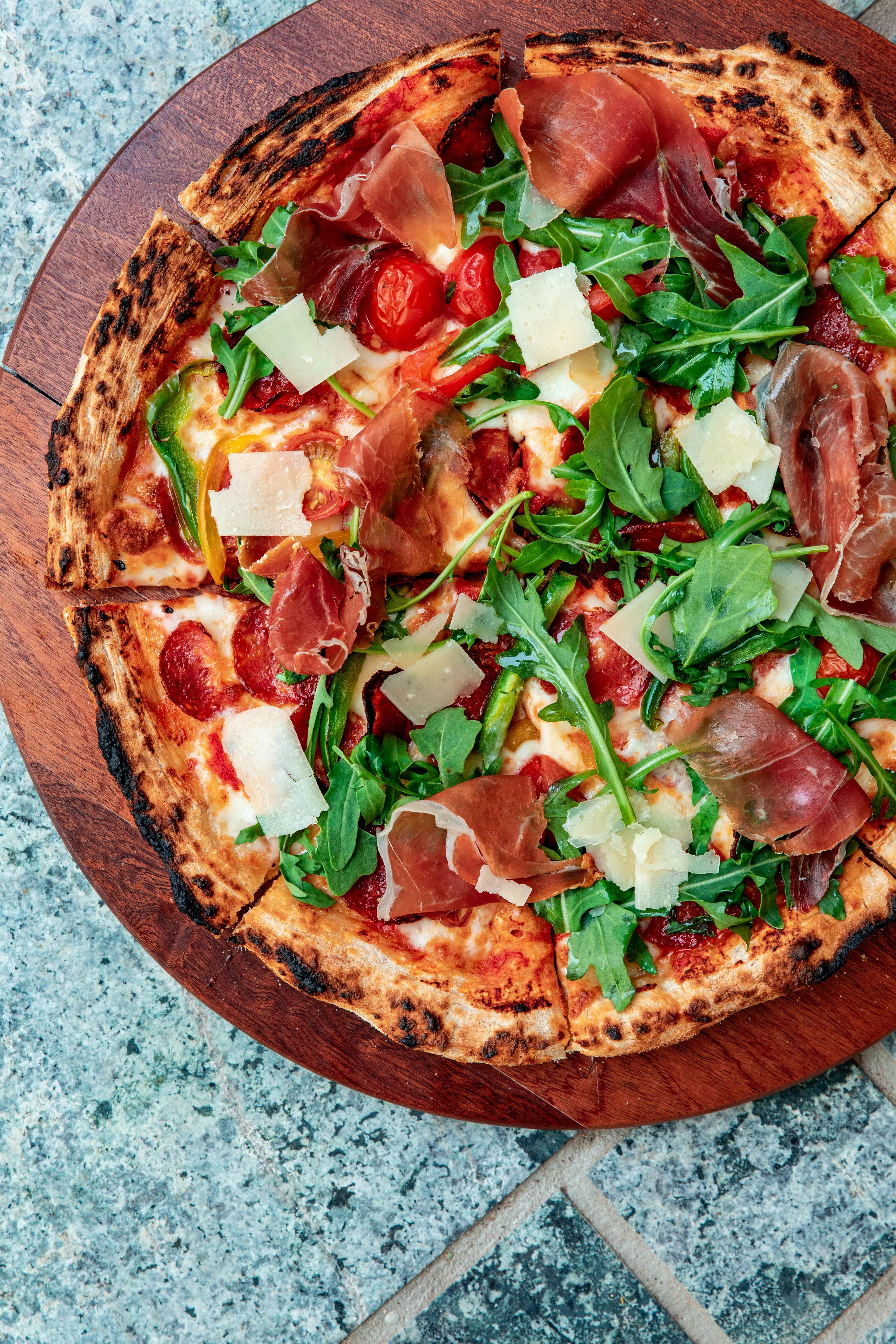 Artisan pizza cooked on-site